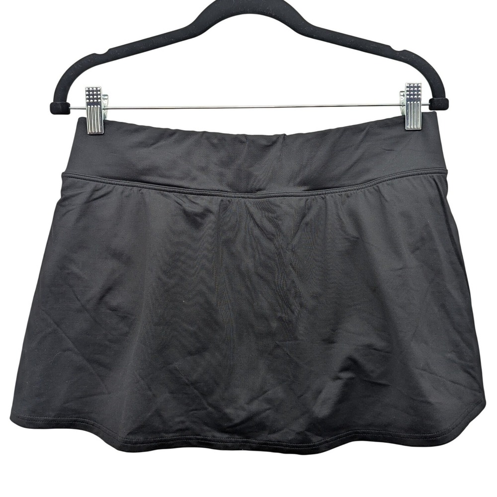 Lands' End Swim Skirt Womens 10 Black Built-in Brief Skort